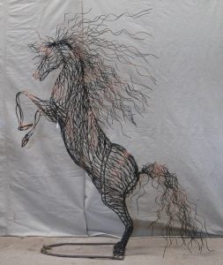Rearing Horse - about 6 feet high plus the mane.
