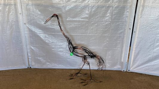 Crane - wings down - 3 feet 7 inches high, 3 feet long.