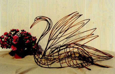 Swan  -  28 inches high, 36 inches long, and 21 inches wide.